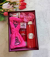 Подарунковий набір з пов'язкою OMG, спреєм та мильними трояндами.Подарунок мамі,коханій,подрузі на день Матері