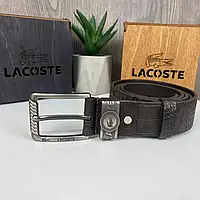 Модный мужской кожаный ремень в стиле Лакоста, черный поясной ремень Lacoste натуральная кожа