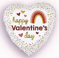 Фольгована кулька серце happy Valentines day біле 18" Китай