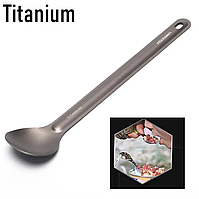 Титанова ложка з довгою ручкою Titanium HW43. Туристична ложка. Ложка для походів. Ложка з титану