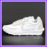 Кроссовки мужские и женские Nike LD Waffle Sacai white / Найк ЛД Вафл Сакаи белые