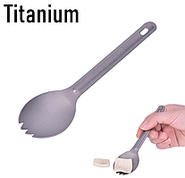 Титанова ложка, вилка 2в1 Titanium FV8 Туристична ловля. Ложка-виделка для походів із титану Набір туриста