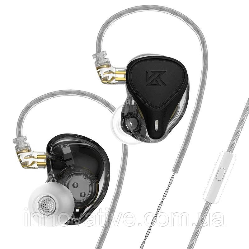 Гібридні навушники KZ ZEX Pro With MIC з електростатичними та арматурними випромінювачами (Чорний), фото 1