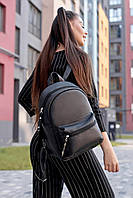 Черный женский рюкзак с внешним карманом