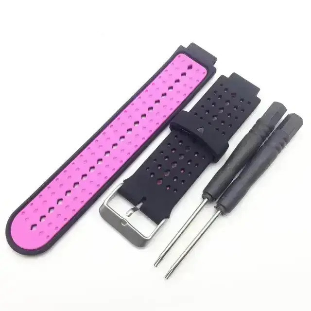 Ремінець для Garmin Forerunner 220/ 230/ 235/ 630/ 735 XT (чорно-рожевий), фото 1
