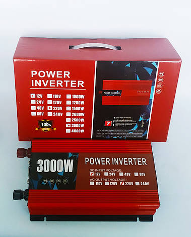 Перетворювач напруги (Інвертор) Power Inverter 12-220V 3000W, фото 2