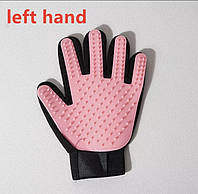 Перчатка расческа для животных, расческа для грумингу, розовая, на левую руку - размер 22*15см