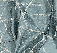 Портьерная ткань для штор жаккард голубого цвета с рисунком