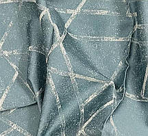 Порт'єрна тканина для штор Жаккард блакитного кольору з малюнком