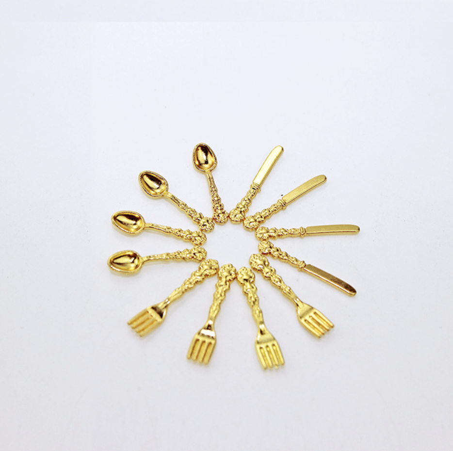 Мініатюра набір приладів 2 см Золото, фото 1