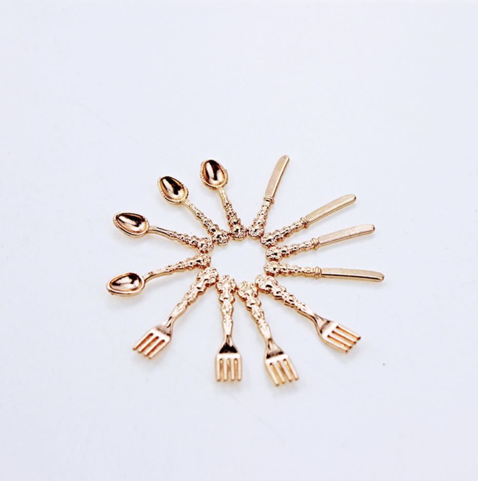 Мініатюра набір приладів 2 см Рожеве золото, фото 1