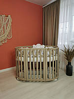 Детская кроватка-трансформер Круглая/Овальная кроватка Angelo (Анжело) с маятником (цвет - мокко)