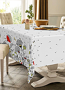 Скатертина лляна 150х150 см (квадратна, на круглий стіл) Кульбаби