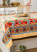 Скатертина лляна 110х150 см (кухонний стіл) Мак-колосок