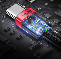Кабель Baseus Cafule Fast Charging Type-C to Type-C 100W 200 см (CATKLF-FLG1) Black, фото 5