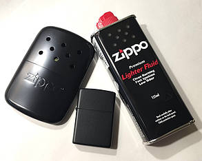 Набір Zippo: чорна каталітична грілка, запальничка Zippo 218 та оригінальне паливо - вигідно і практично, фото 2