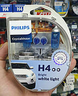 Автолампи Philips CrystalVision 4300K Н4 комплект 2шт + W5W 12342CV