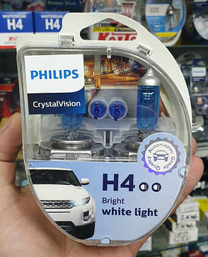 Автолампи Philips CrystalVision 4300K Н4 комплект 2шт + W5W 12342CV, фото 2