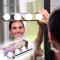 Подсветка зеркала светодиодная лампа 4 LED для нанесения макияжа на присосках 4xAA STUDIO GLOW белый! Хороший!