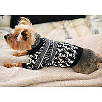 Брендовый свитер для собак DIOR с лотипами, черный