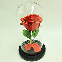 Роза в стеклянной колбе UKC с LED подсветкой подарочная экспозиция романтический подарок 20 см красная!!