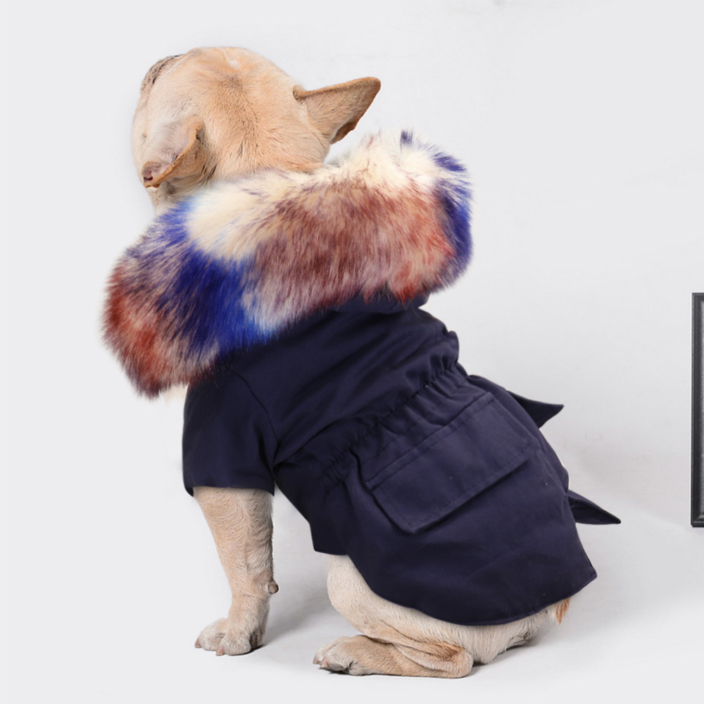 Курточка зимова для собак Cheepet "Парка" на хутряній підкладці, синя