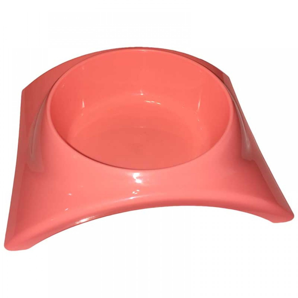 Миска пластикова для соб кішок Multibrand "Мостик" рожева 19,5*16,5см