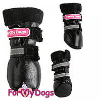 Зимові черевики для собак For My Dogs на липучках зі світловідбиванням, з хутром усередині чорного кольору 2