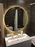 Круглое зеркало с фоновой подсветкой большое безрамное д40-150 см