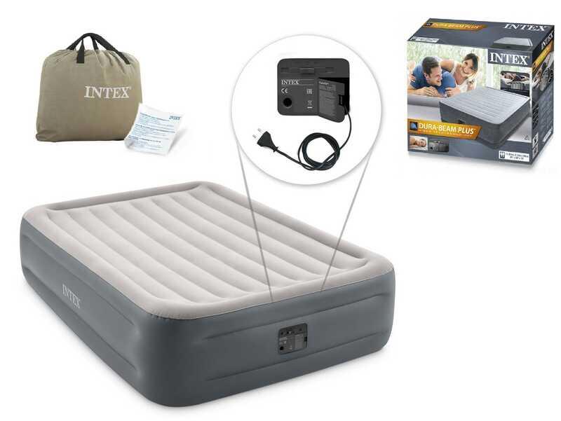 Ліжко надувне двомісне intex 64126 NP 152х203х46 см, зі вбудованим електричним насосом 220V