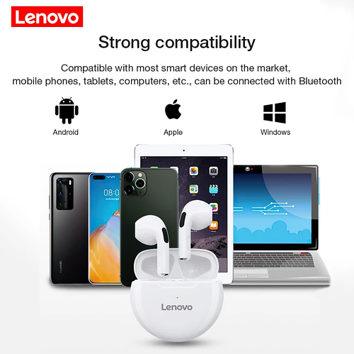 Беспроводные наушники Lenovo HT38 TWS Bluetooth 5.0 Белые (ID ...