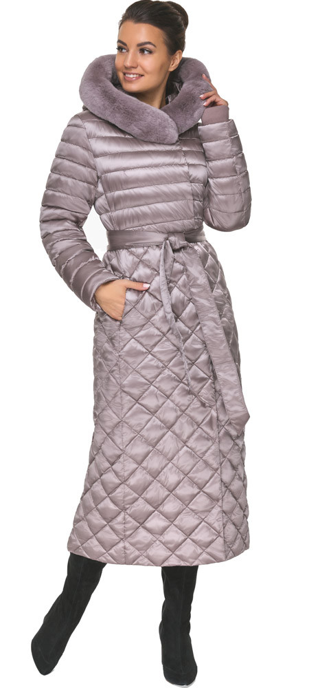 Куртка пудрова жіноча з комбінованою стяжкою модель 31012