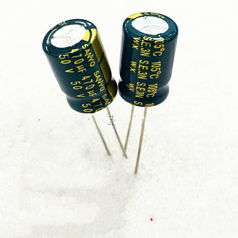 Конденсатор 470uf 50v 470Мкф 50в 10x17мм Sanyo, фото 1