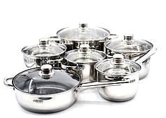 Набір посуду з неіржавкої сталі 12 предметів BN-208