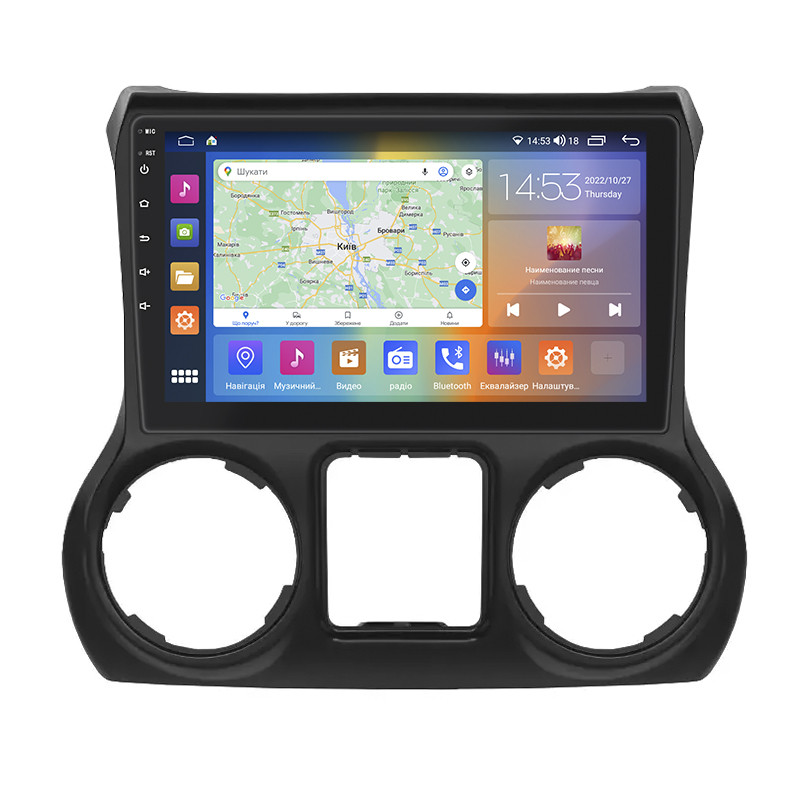 Штатна магнітола Lesko для Jeep Wrangler III (JK) 2007-2018 екран 10" 4/64Gb CarPlay 4G Wi-Fi GPS Prime Д 2шт, фото 1