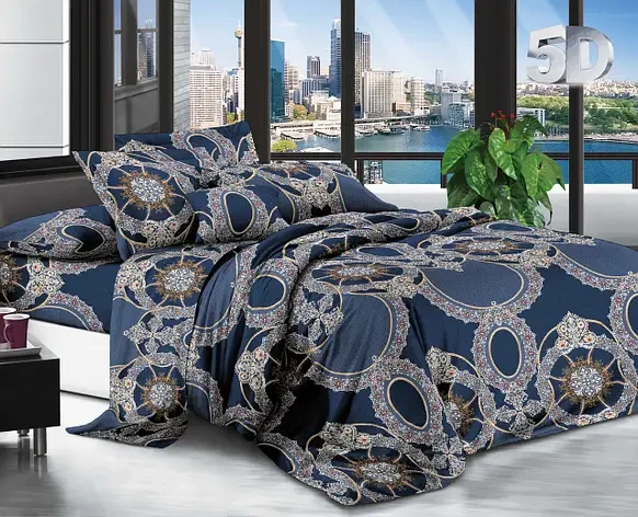 Постільний комплект двоспальний 180*220 Бязь Економ бавовна, поліестер (14549) Сучасна постільна білизна, фото 1