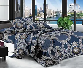 Євро комплект постільної білизни 200*220 Бязь Економ бавовна поліестер (14550) Красиві постільні комплекти