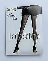Жіночі капронові колготи зі швом Lady Sabina Classic Line 20 Den чорні, розмір 2