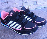 Кросівки чорні замш з рожевими і блакитними вставками, фото 2