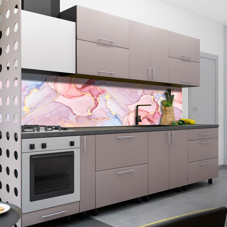 Наклейка на кухонний фартух 60 х 200 см, з фотодруком та захисною ламінацією кольоровий мармур (БП-s_tx130822)