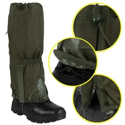 Гамаші водонепроникні MIL-TEC Pro Gaiters Olive зі стальним тросом, фото 2