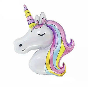Фольгована кулька Єдиноріг Голова 105х76см (41")  | Різнокольровий