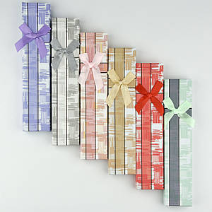 Коробочка прямокутна картонна з бантом мікс квітів під прикраси розмір 21х4,5х2 см 12 штук в упаковці