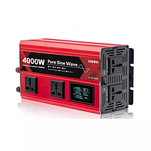 HOULI Multi-Socket Pure Sine Wave Power Inverter 12В 220В Інвертор 4000Вт. з 4 розетками та екраном