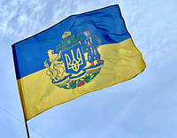 Флаг с односторонней печатью Украины с большим государственным гербом