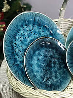 Тарелка керамическая обеденная синяя Скандия 27.5 см