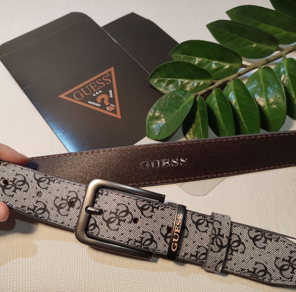 Ремінь шкіряний жіночий GUESS 35 мм. сірий 931326, фото 1