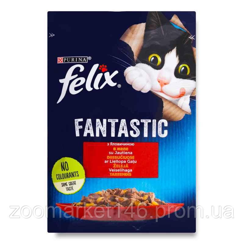 Felix Fantastic (Фелікс Фантастік) з яловичиною, шматочки у желе, 85 г