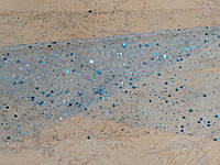 Ткань фатин с блестками, цвет голубой 15 см