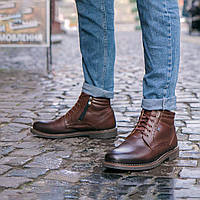 Классические туфли мужские зимние на меху Vitox. Зимние ботинки мужские коричневые. Обувь зимняя мужская